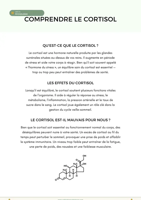 Guide thérapeutique sur le cortisol — aperçu du cahier PDF