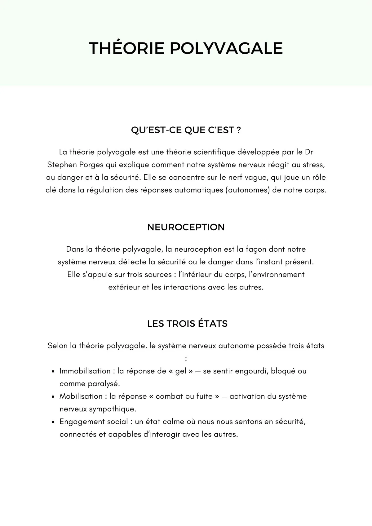 Schéma des trois états du système nerveux