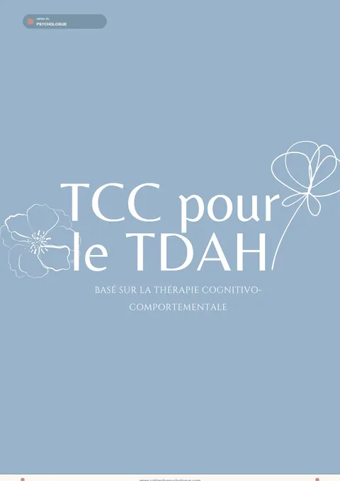 Bundle fiches TCC pour le TDAH — aperçu du cahier PDF