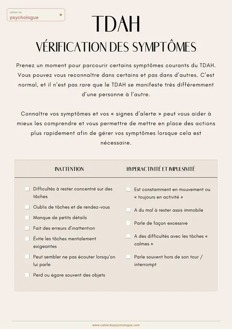 Pack Fonctions Exécutives TDAH — aperçu du cahier PDF