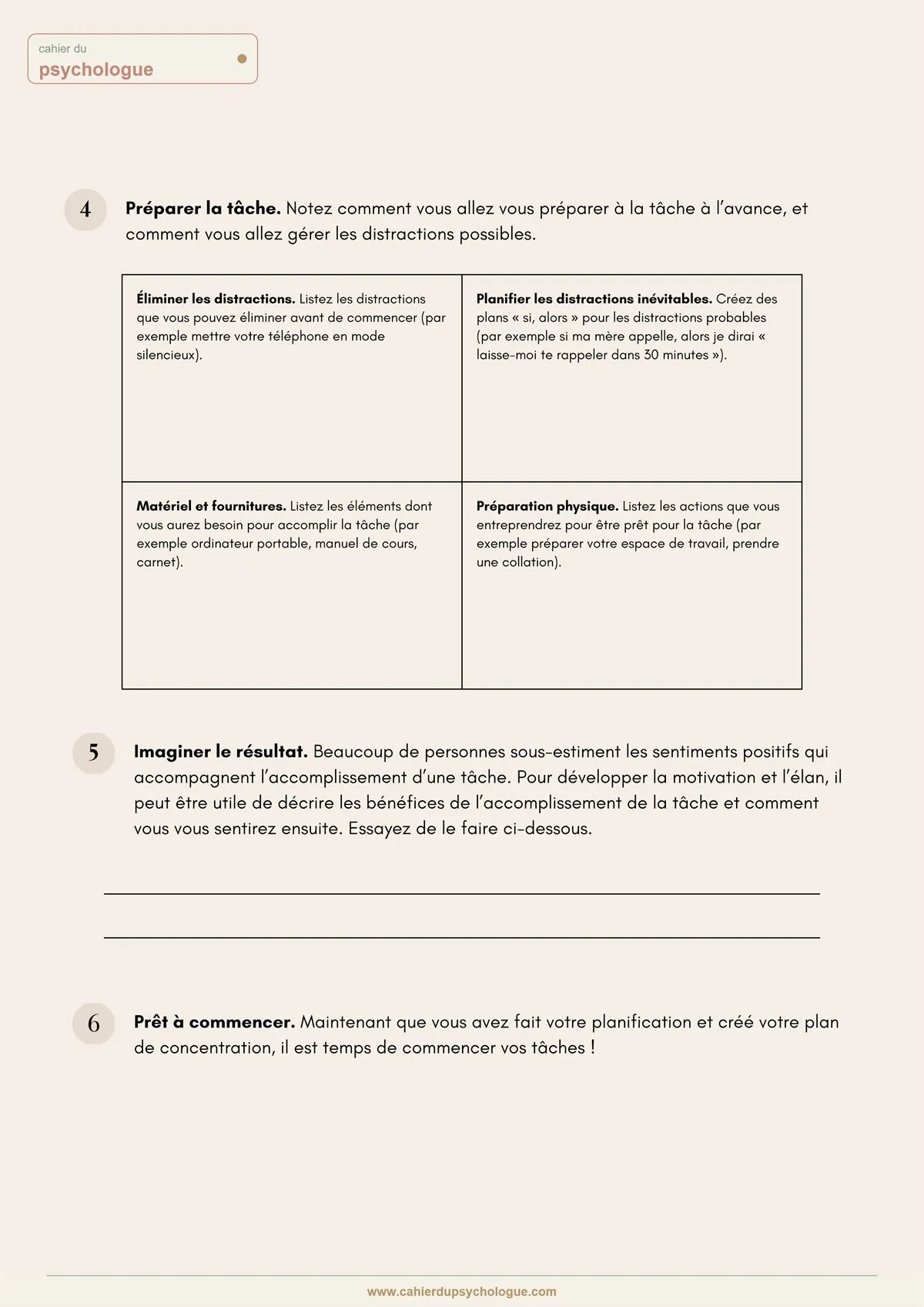 Planification et mémoire de travail