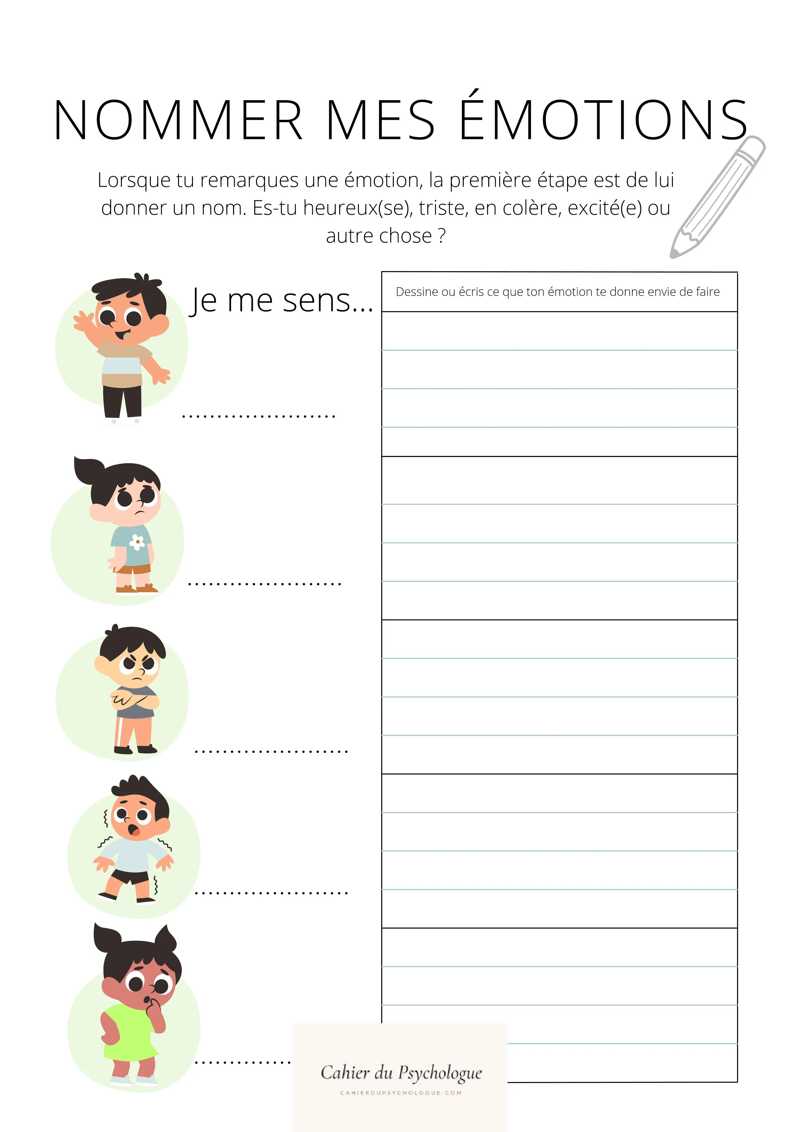 Fiche émotions intermédiaire