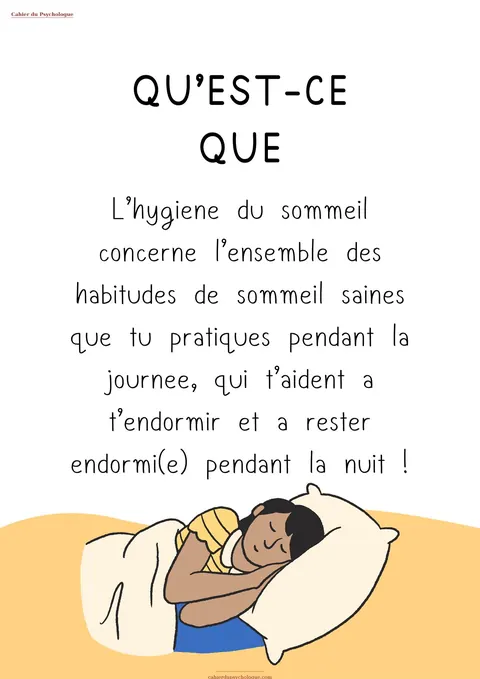 Affiches hygiène du sommeil — aperçu du cahier PDF