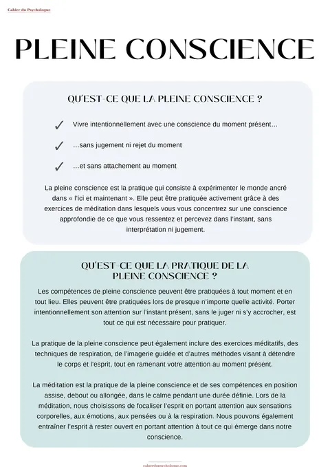 Pack pleine conscience et ancrage — aperçu du cahier PDF