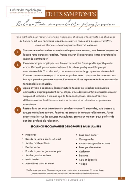 Fiche : relaxation musculaire progressive